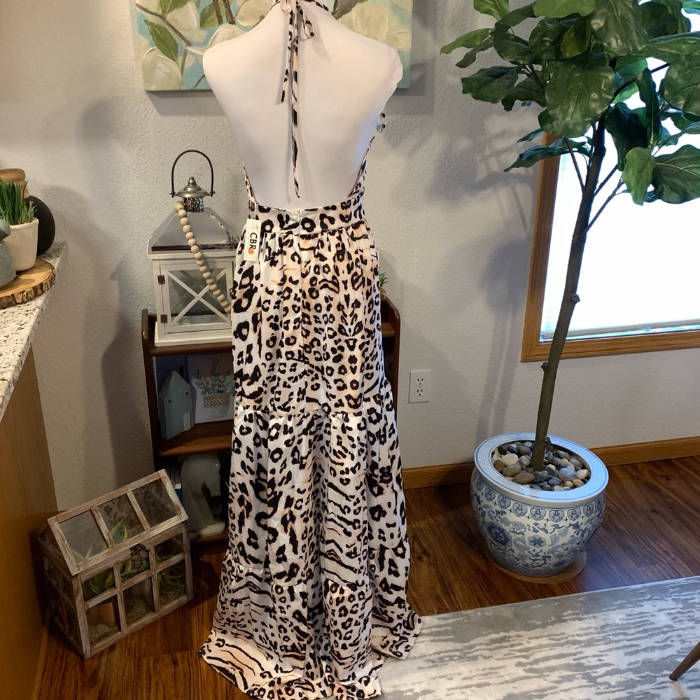 Leopard Backless Ruffle Tiers Halter - Picture 3 of 13